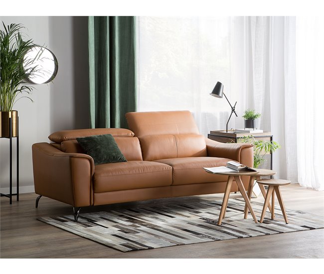 Beliani Sofá de 3 plazas Piel sintética NARWIK Dorado