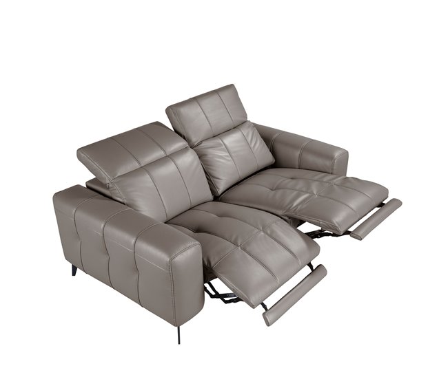 ANGEL CERDA Sofá relax 2 plazas piel gris Gris