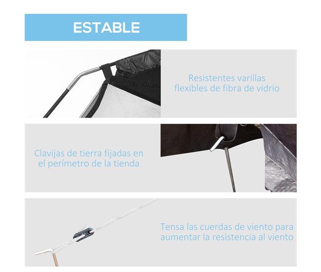 Carpa con Mosquiteras Poliéster, Textilene, Fibra Outsunny 300x300 Negro