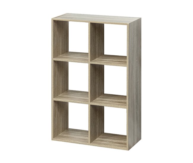 Acomoda Textil – Estantería para Pared y Suelo. (6 Cubos) 67 Natural