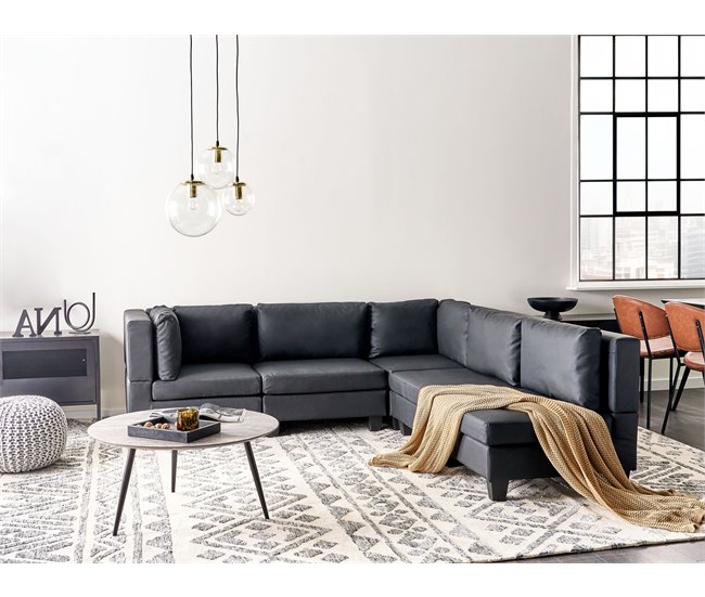 Beliani Sofá esquinero Piel sintética UNSTAD Negro