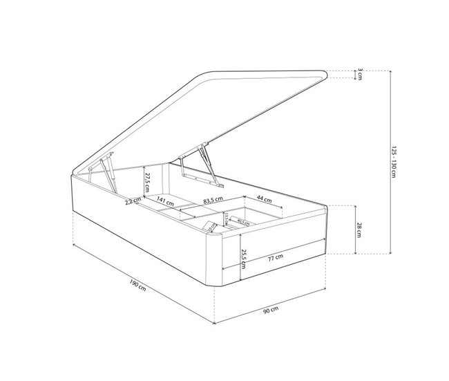 Canapé Luxury Plus 3D 90x190 Blanco