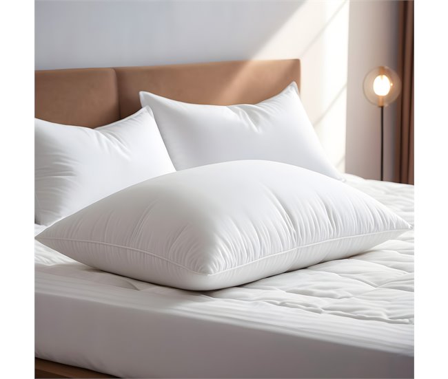 Almohada de Fibra con Tacto Sedoso 150x40 Blanco