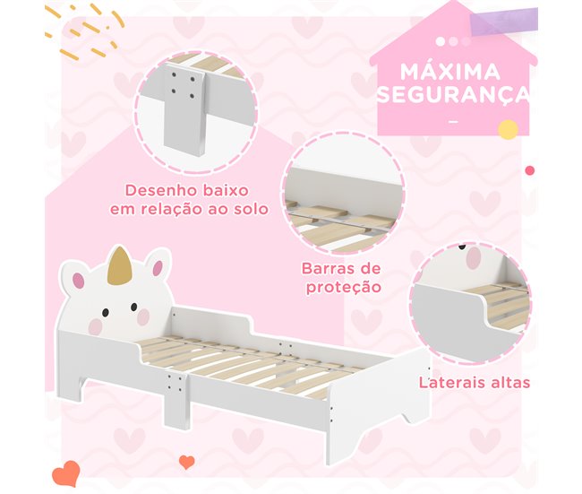 Cama para Niños MDF, Tablero Multicapa ZONEKIZ Blanco