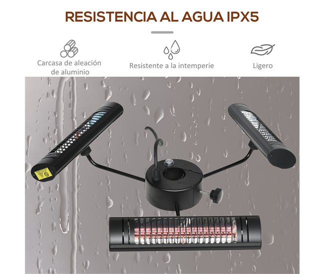 Calefactor Exterior Outsunny 842-279V91BK Negro