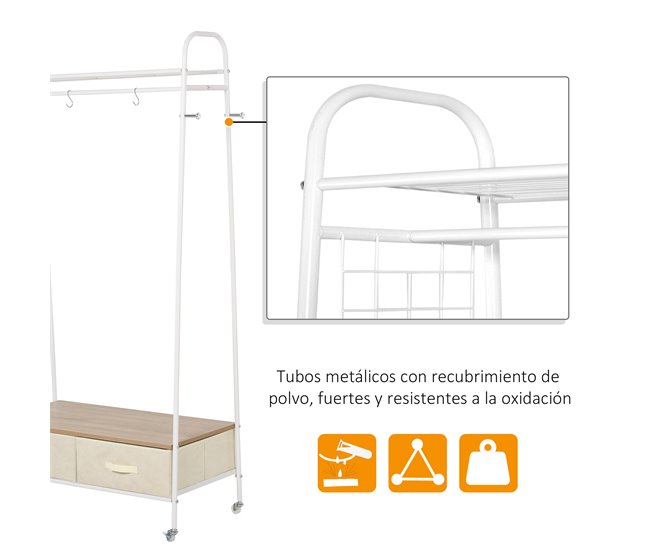 Perchero Metálico con Ruedas Acero HOMCOM Multicolor