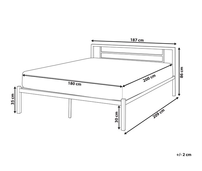 Beliani Cama con somier Metal CUSSET 187x209 Blanco