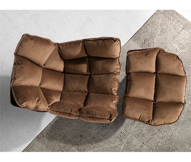 ANGEL CERDA Ottoman terciopelo marrón Nogal