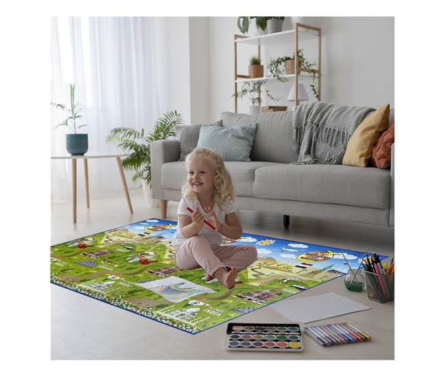 Acomoda Textil – Alfombra Infantil Impermeable y Acolchada. Azul/ Verde