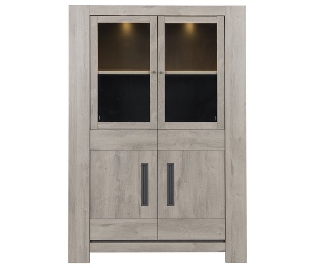 Vitrina 4 puertas BOSTON roble y gris Roble Gris