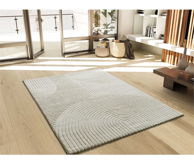 Alfombra con relieve y diseño geométrico VERONA - ATTICGO 120x170 Crema