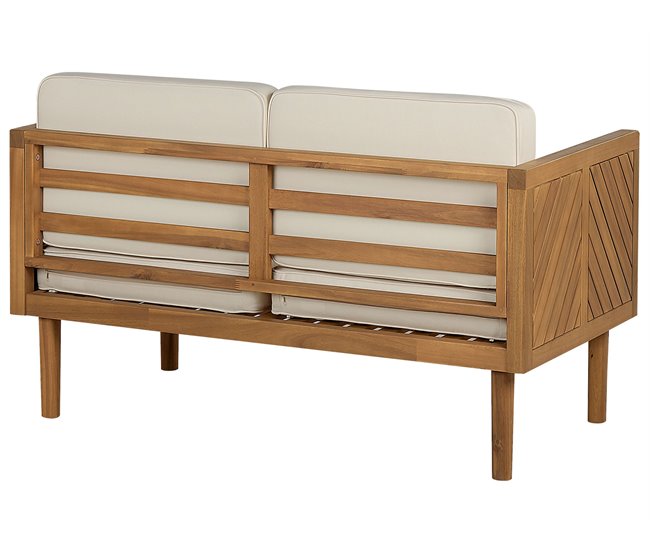Beliani Sofá de jardín Madera de acacia BARATTI Beige