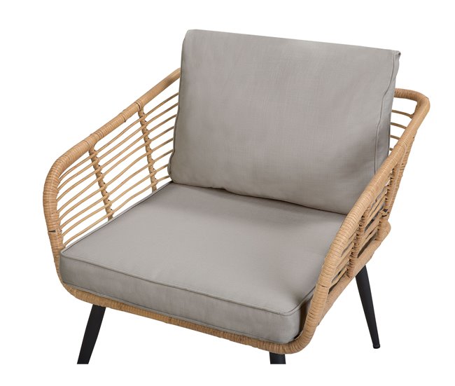 Beliani Conjunto de jardín Ratán sintético CORINTH II Gris Claro