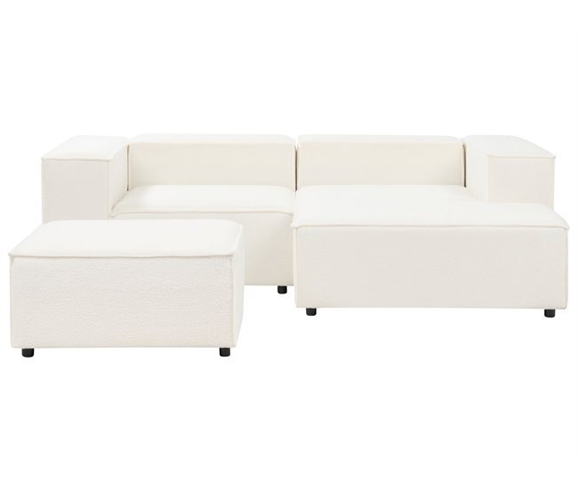 Beliani Sofá esquinero con reposapiés Bouclé ARDAL Crema