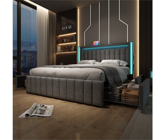 Camas de matrimonio 149x209 Gris