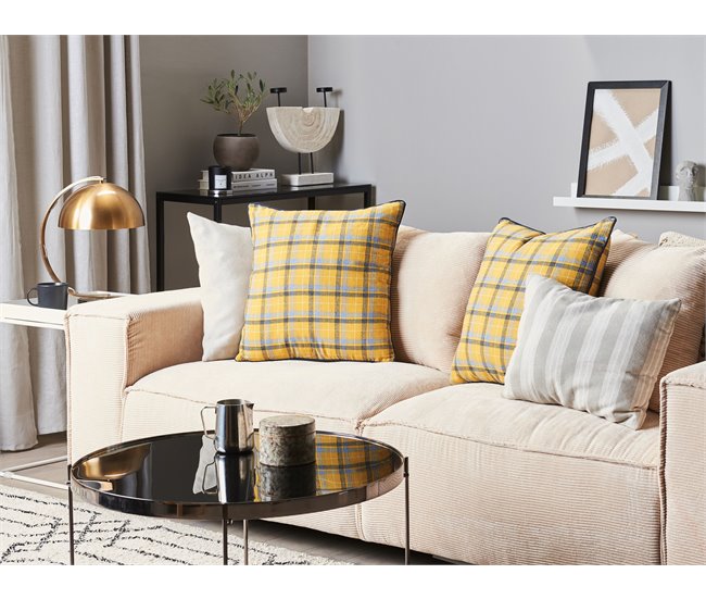 Beliani Cojín decorativo DICENTRA Amarillo