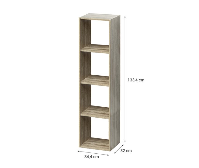 Acomoda Textil – Estantería para Pared y Suelo. (4 Cubos) Natural