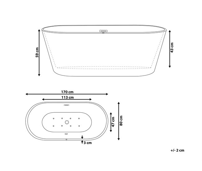 Beliani Bañera de interior HAVANA Blanco