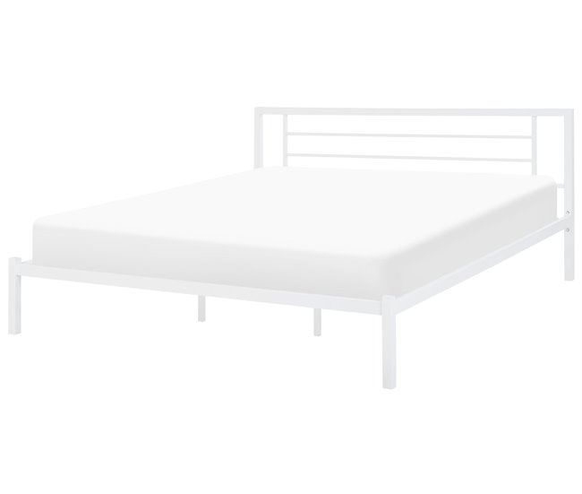 Beliani Cama con somier Metal CUSSET 187x209 Blanco