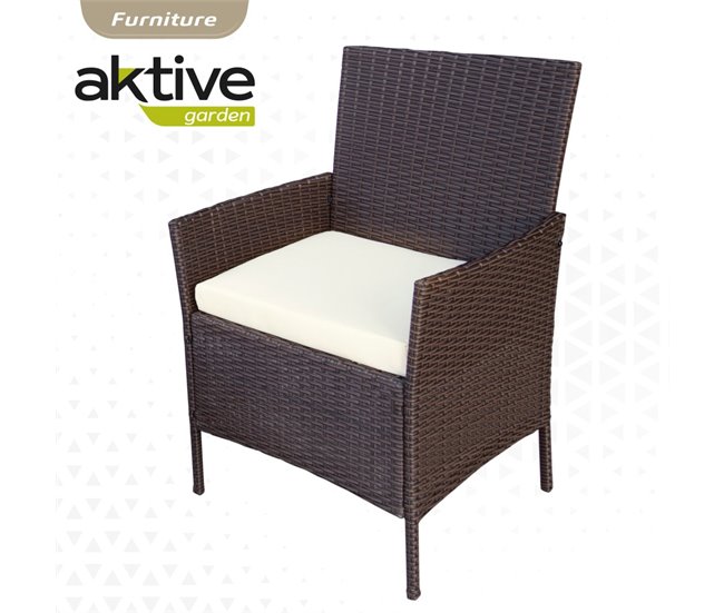 Conjunto muebles terraza sillones, sofá y mesa ratán Aktive Negro