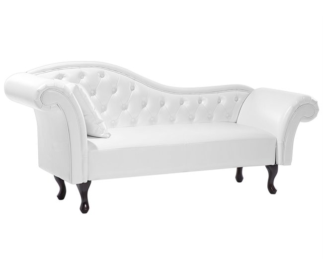 Beliani Chaise longue izquierdo Piel sintética LATTES Blanco