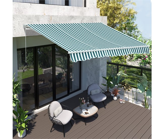 Toldo Manual Plegable Tela de poliéster, aluminio Outsunny 295x250 Verde