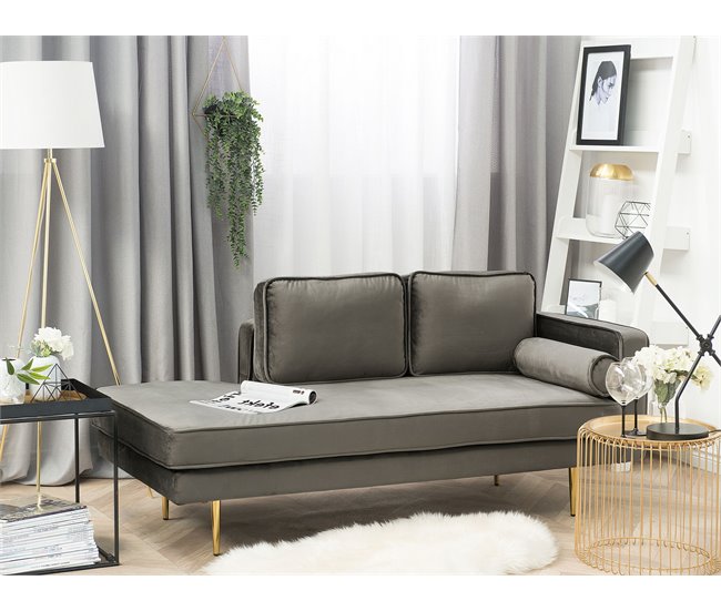 Beliani Chaise longue derecho Terciopelo MIRAMAS Azul Marino