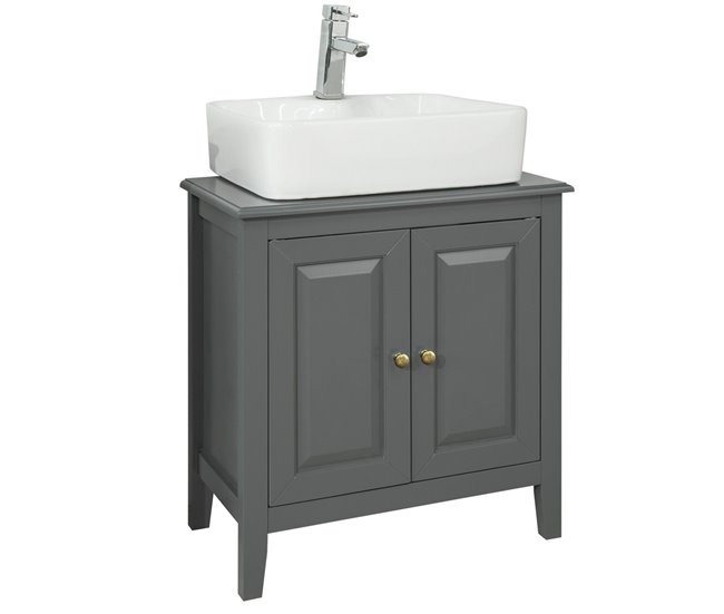Armario para el Debajo del Lavado 2 Puertas FRG202-W SoBuy 60 Gris Oscuro