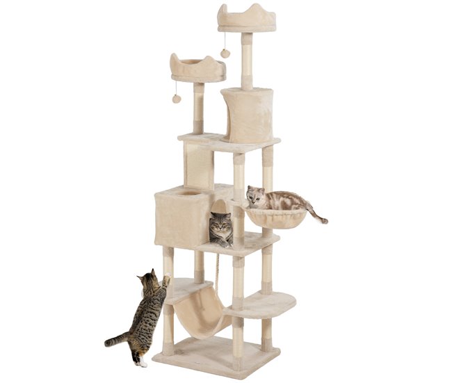 Árbol para Gatos Aglomerado de Madera PawHut Crudo