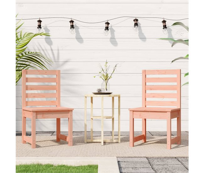 2 Sillas de jardín de madera maciza pino Blanco