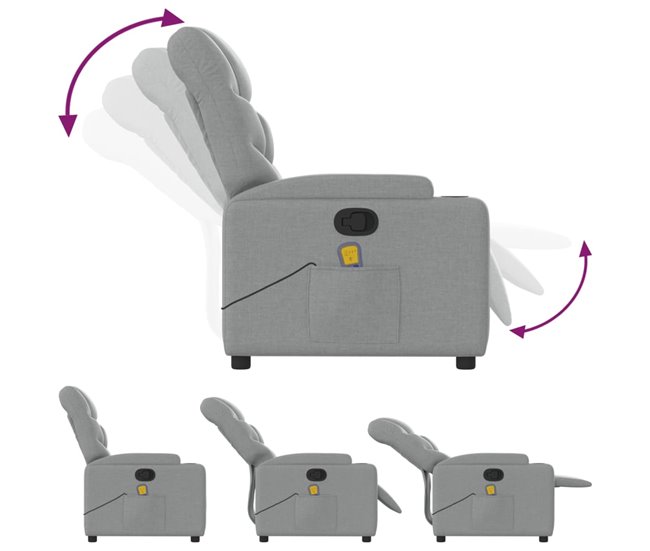 Sillón Reclinable De Masaje Gris Claro