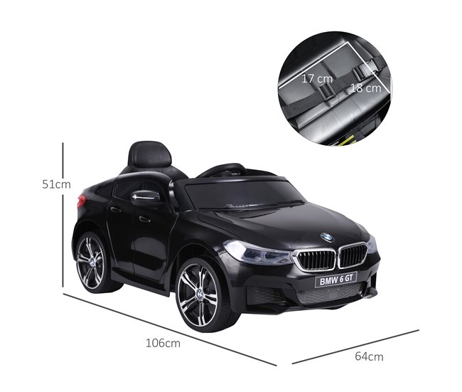 Coche Eléctrico PP, Acero HOMCOM Negro