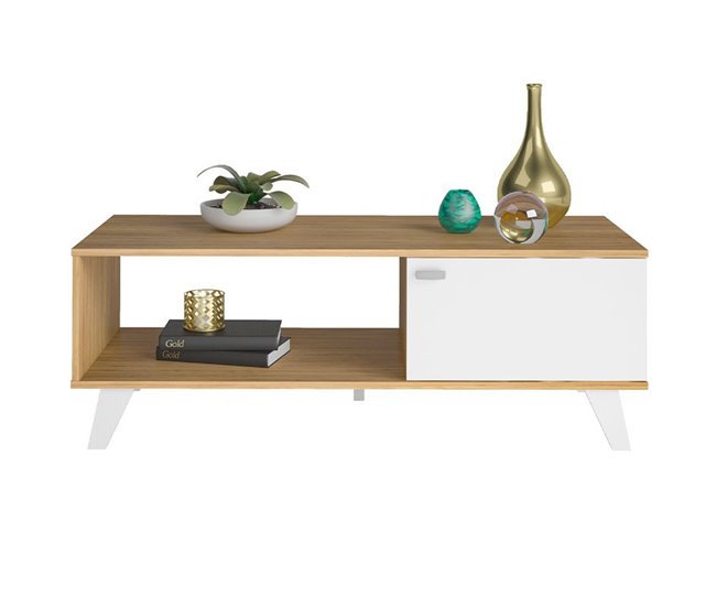 Mesa de Centro Rectangular - Modelo QUIATUR Natural/ Blanco
