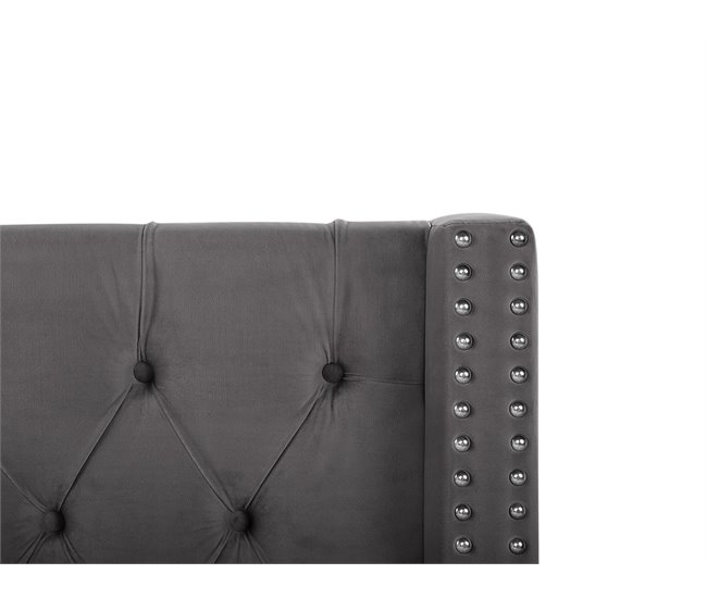 Beliani Cama con almacenaje Terciopelo LUBBON 210x217 Gris