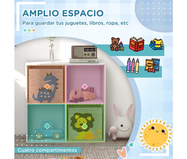 Estantería Juguetes Infantil MDF, Melamina, Tela no Tejida Blanco