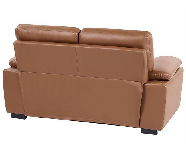 Beliani Sofá de 2 plazas Piel sintética VOGAR Dorado