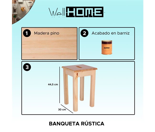 Banqueta rústica Natural