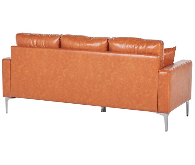 Beliani Sofá de 3 plazas Piel sintética GAVLE Dorado