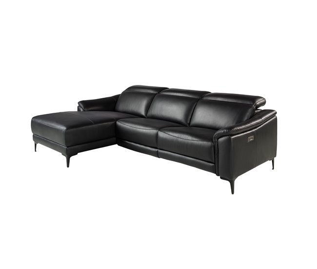 ANGEL CERDÁ Sofá chaise longue relax izquierda piel Negro