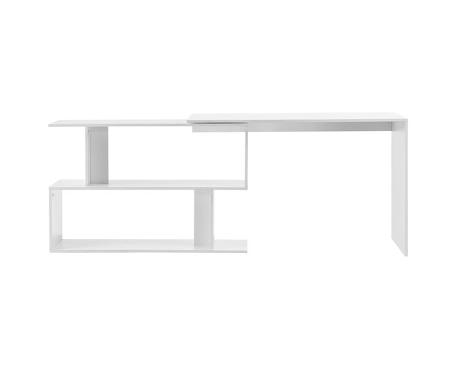 Escritorio con estantes, escritorio esquinero extensible Blanco