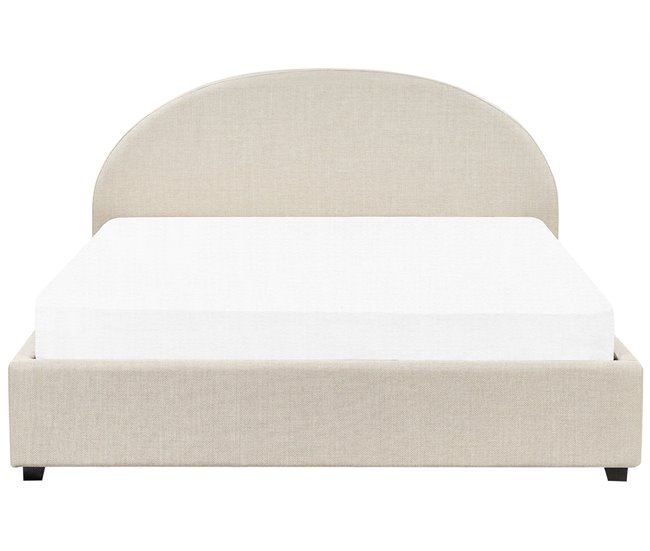 Beliani Cama con almacenaje Poliéster VAUCLUSE 194x214 Beige