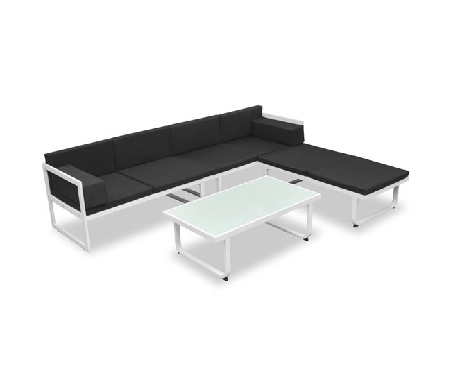 Set de muebles de jardín    cojines aluminio Blanco/ Negro