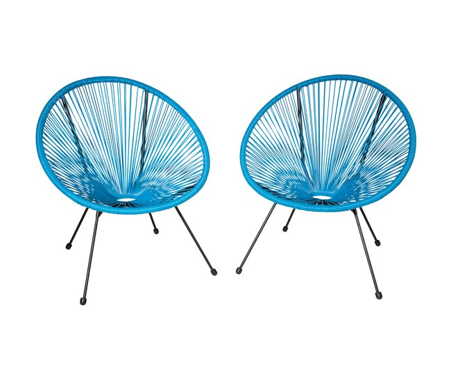 2 sillas de jardín con mesa Azul