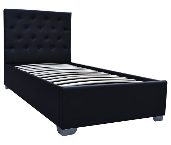 Cama simple con cofre 207x98 Negro