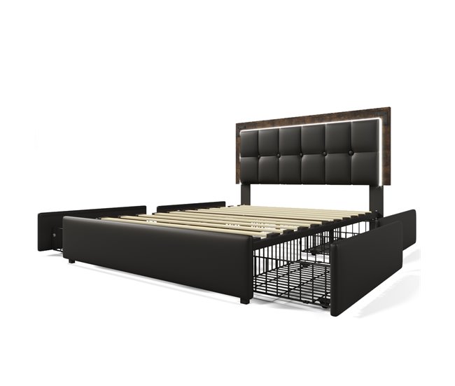 Camas de matrimonio 167x207 Negro