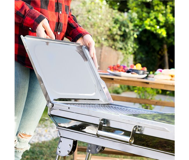 Barbacoa Plegable de Acero Inoxidable para Carbón Gris