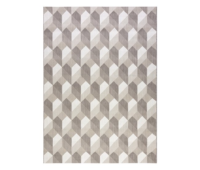 Alfombra de cuerda sisal FLAT Cubos 3D 200x290 Beige