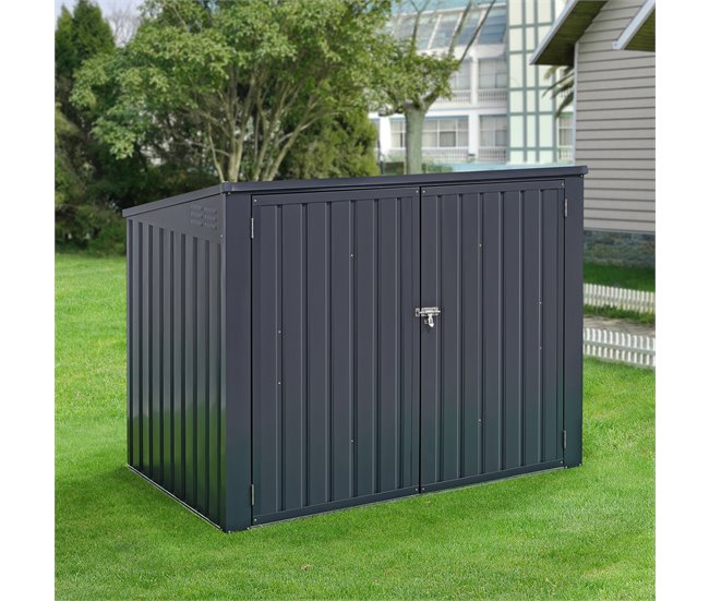 Cobertizo para 2 cubos de basura Grebin acero Gris Oscuro