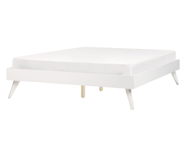 Beliani Cama con somier MDF BERRIC 148x202 Blanco