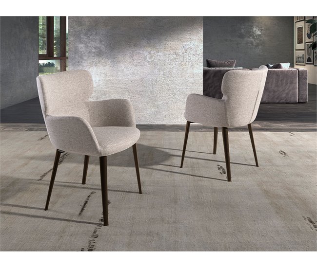 ANGEL CERDA Silla tela marrón jaspeada Marron